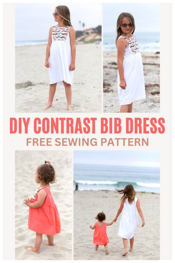 DIY Contrast Bib Dress FREE sewing pattern and tutorial