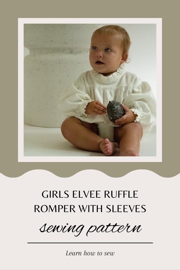 Girls Elvee Ruffle Romper with Sleeves sewing pattern (3mths to 4T)
