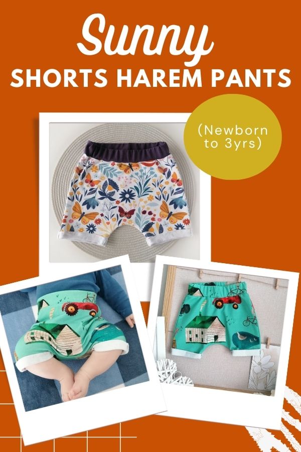 Sunny Shorts Harem Pants sewing pattern (Newborn to 3yrs)