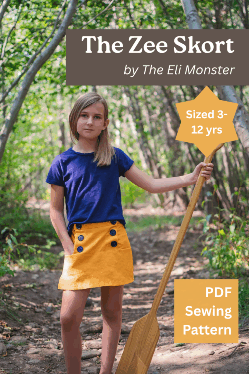 The Zee Skort sewing pattern by The Eli Monster, sizes 3 to 12 years